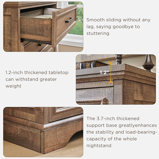 ACCOHOHO Farmhouse 5 Drawers Dresser Chests for Bedroom,46" Tall Wood Rustic Chest of Drawers with Wide Metal Handle,Natural Texture,Drawer Organizer for Bedroom,Living Room,Hallway and Entryway,LB