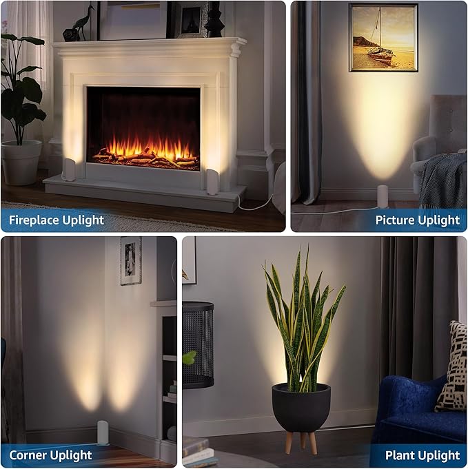 SUNVIE 2 Pack Up Lights Indoor 5W Floor Can Light, Uplights Indoor Floor Spotlight with 2700K GU10 Bulbs Uplighting Indoors for Home Wall Plant Corner Artwork, 5.9 FT UL Listed Plug Cord &Foot Switch