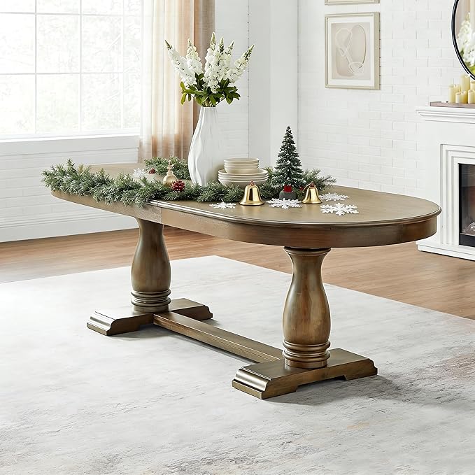 JUSTONE 94.06'' White Oak Extendable Oval Table, Great for Dining Room & Kitchen (Oak, 94.06'' Dining Table only)