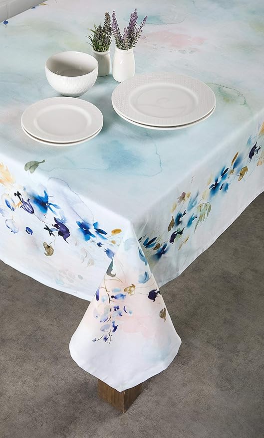 Maison d' Hermine Table Cloth Square Table 100% Cotton 60 x 60 Inches Tablecloth Reusable Decorative for Dining Room Farmhouse Home Valentines Day Decorations Spring Summer - Lazy Summer Days