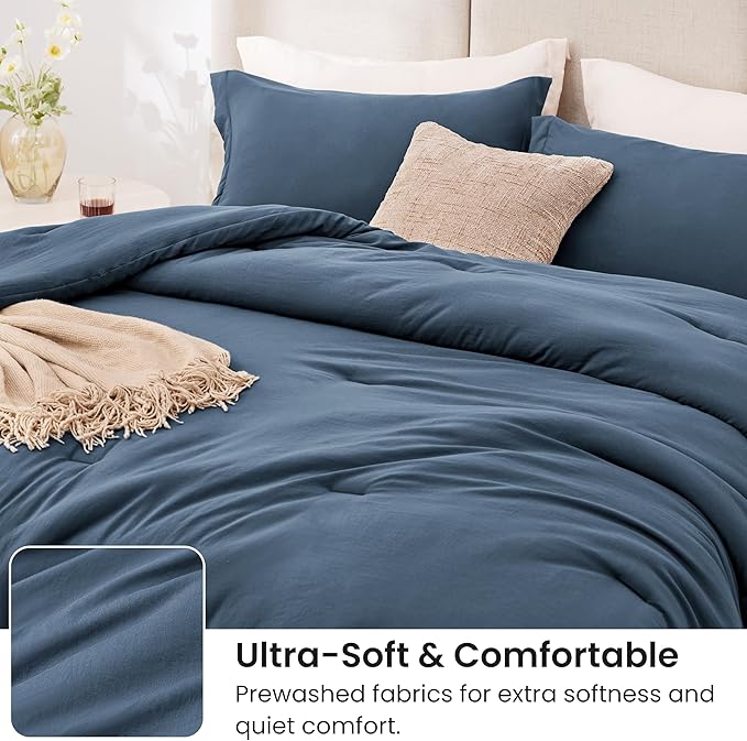 Love's cabin Navy Blue Twin/Twin XL Comforter Set, 2-Piece Prewashed Bed Set with 1 Comforter (66 x 90 in) & 1 Pillowcase, Lightweight & Breathable for All Seasons | Soft