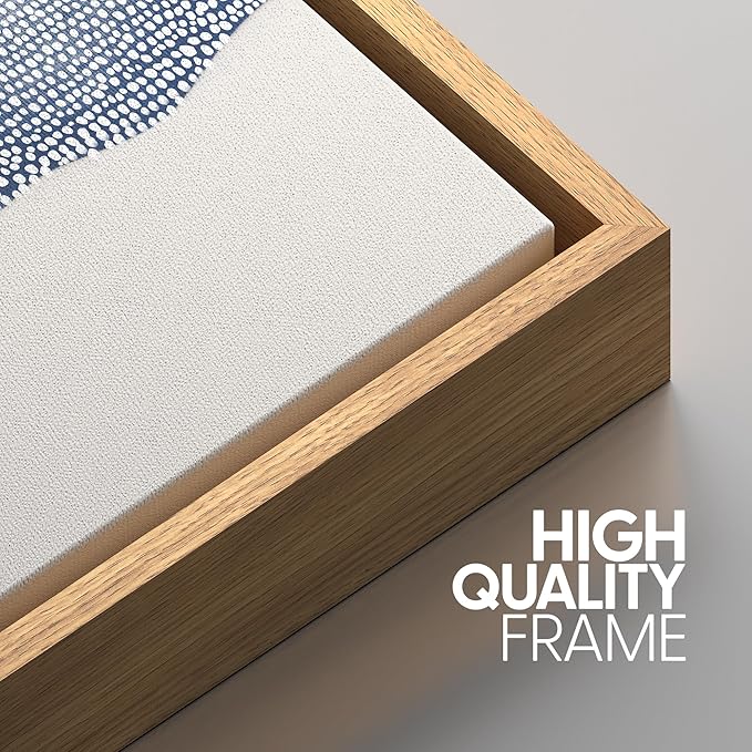 SIGNWIN Framed Canvas Print Wall Art Set Blue White Grunge Geometric Pattern Abstract Shapes Cozy Neutral Decorative Contemporary Minimal for Living Room, Bedroom, Office - 16"x24"x3 Natural