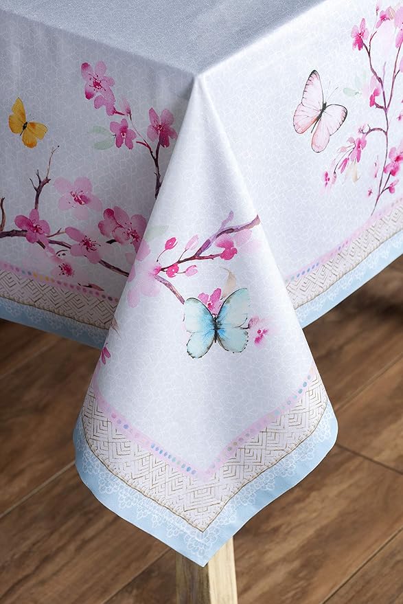 Maison d' Hermine Table Cloth Rectangle Table 100% Cotton 60 x 108 Inches Tablecloth Reusable Decorative for Dining Room Farmhouse Home Valentines Day Decorations Spring Summer - Blossoms in Spring