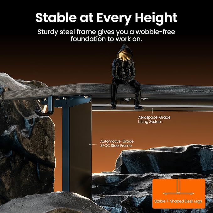 ErGear Height Adjustable Electric Standing Desk, 63 x 28 Inches Large Sit Stand up Desk, Large Memory Computer Home Office Desk with Two-Piece Desktop (Grey)