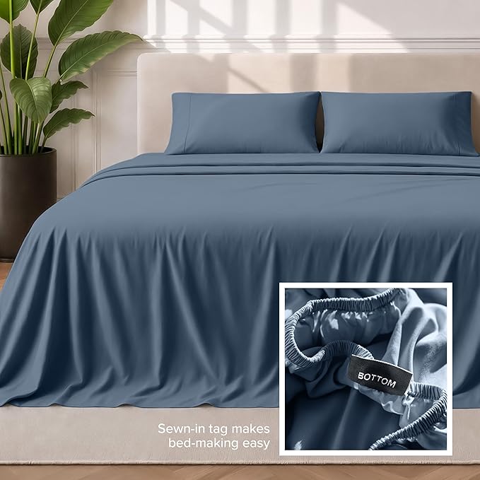 Bare Home King Sheet Set - 1800 Ultra-Soft Microfiber King Bed Sheets - Double Brushed - Deep Pockets - Easy Fit - 4 Piece Set - Bedding Sheets & Pillowcases (King, Bering Sea)