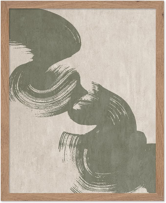 Poster Master Brush Strokes Poster - Painted Swirl Print - Paint Strokes Art - Drawing Illustration - Sketch Design - Abstract Painting - Office or Bedroom Decor - 11x14 Beige Framed