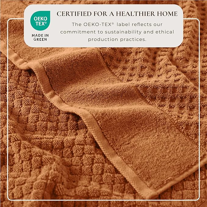Great Bay Home Bath Towels - 100% Cotton 4 Pack 54x27 Bath Towel Set - Absorbent, Durable, Quick-Dry Towels for Bathroom (Copper)