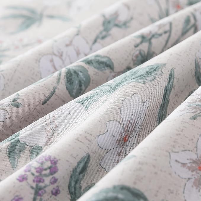 HoneiLife Floral Duvet Cover King - 100% Cotton Comforter Cover, Soft Botanical Bedlinen Set with Zipper Closure & Corner Ties,3-Piece Wildflower Comforter Cover Sets, Greenery