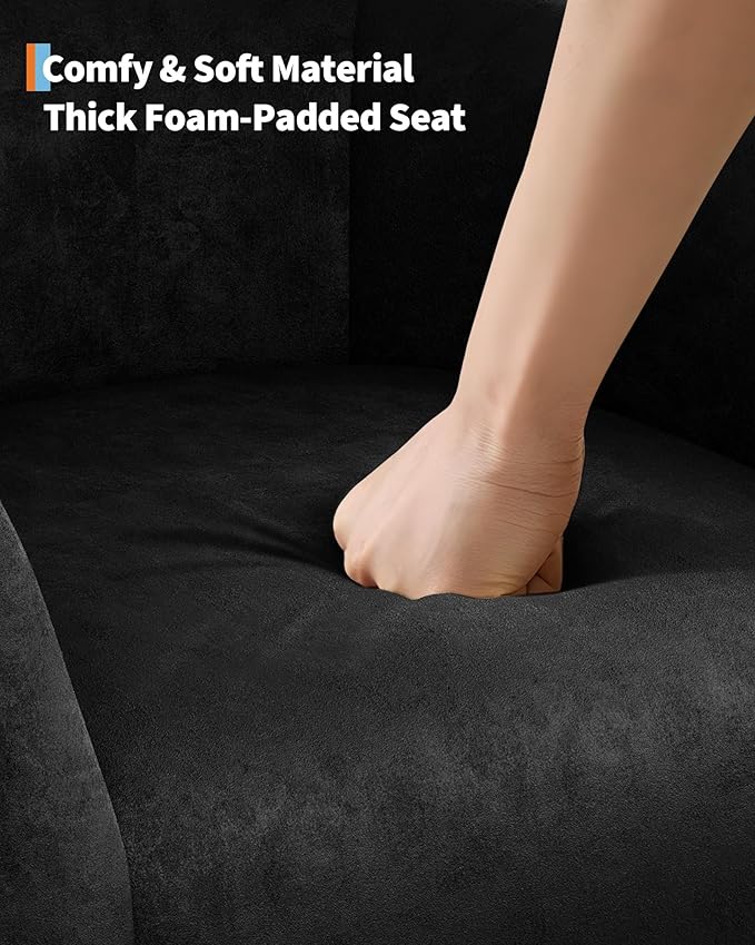 GarveeHome Accent Chair Club Chair Set of 2 Comfy Armrest Upholstered Barrel Chair with Soft Padded Seat for Living Room Bedroom Study Waiting Room(Black)