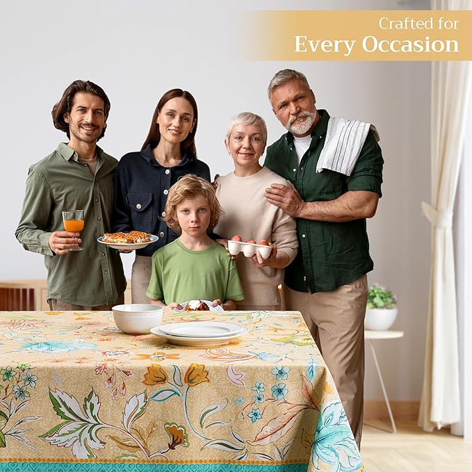 Maison d' Hermine Table Cloth Square Table 100% Cotton 54 x 54 Inches Tablecloth Reusable Decorative for Dining Room Farmhouse Home Valentines Day Decorations Spring Summer - Luxury Loft - Peach