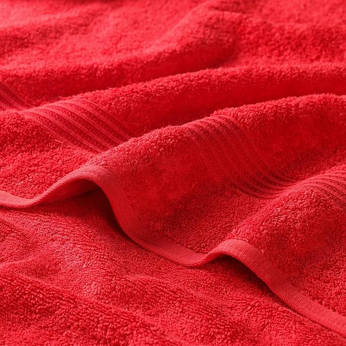 Superior Egyptian Cotton 6-Piece Towel Set, Assorted Towels for Home Bathroom, Master, Guest Bath, Decor Essentials, Includes 2 Bath, 2 Hand, 2 Face Towels/Washcloths, Quick Dry, Absorbent, Red
