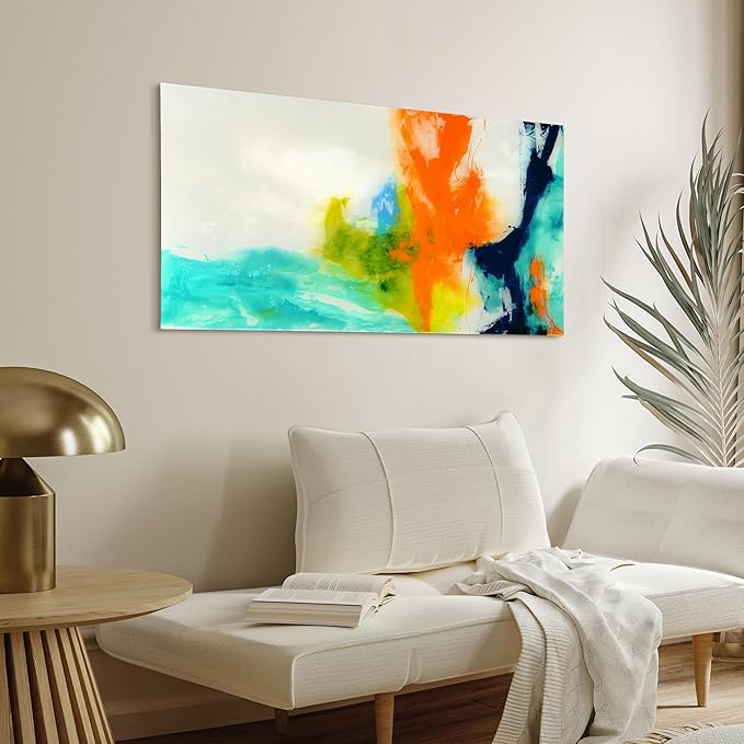 Empire Art Direct TMP-108453-2448 Tidal Abstract 1 Frameless Free Floating Tempered Glass Panel Graphic Wall Art, 48" x 24" x 0.2", Ready to Hang