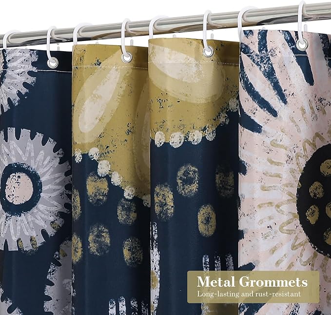MitoVilla Boho Floral Shower Curtain, Modern Abstract Flower Shower Curtains for Chic Vintage Bathroom Decor, Fabric Cloth Colorful Leaves Shower Curtain, 72x72