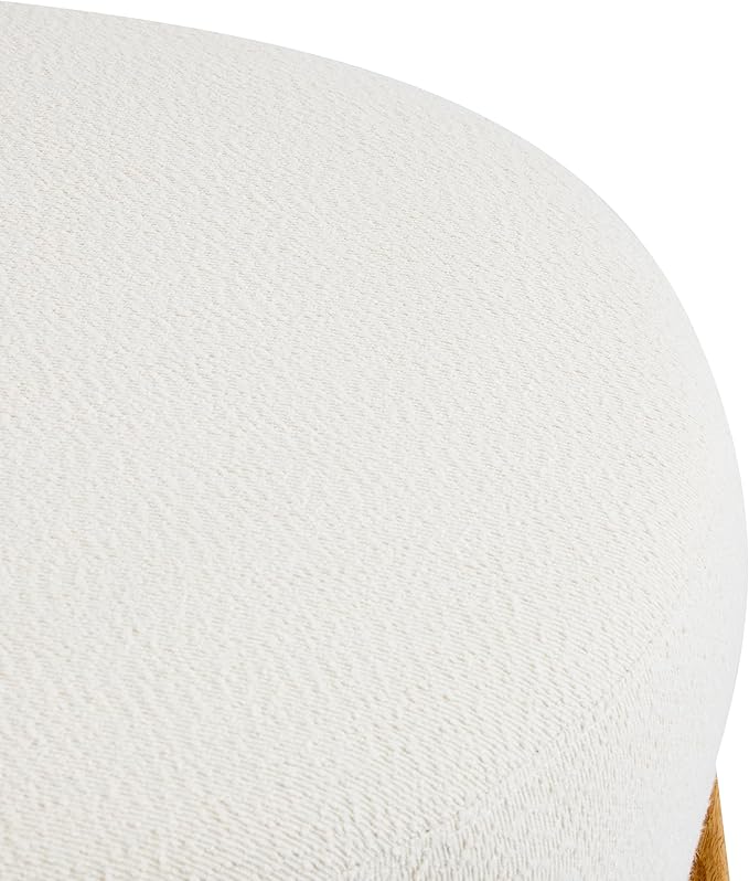 Christopher Knight Home Tatia Modern Boucle Upholstered Ottoman Coffee Table, Multi-Functional Sofa Footrest with Wooden Frame, Extra Seating for Living Room, Bedroom, Entryway, White+Natural