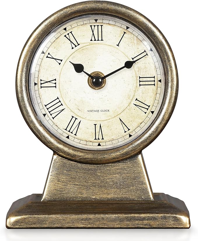 Decor Clock, 6.7 inch Super Silent Non Ticking Small Clock with Night Quietness, Battery Operated, Simple Design, Old Fashioned Style Ideal Decor, for Bedroom, Bedside, Desk, Adult
