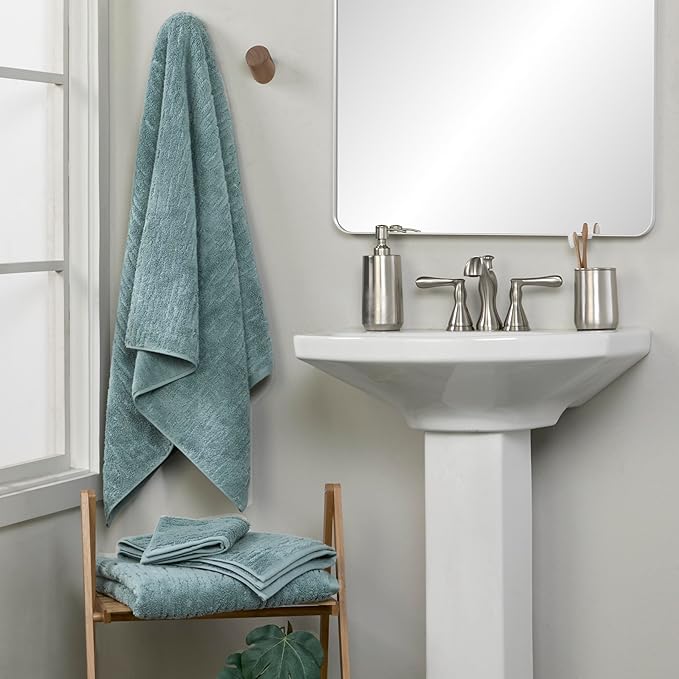 SKL Home CloudSoft 100% Cotton Luxury 6-Piece Towel Set, 600 GSM, Ultra Plush & Absorbent - 2 Bath Towels, 2 Hand Towels, 2 Washcloths, Teal