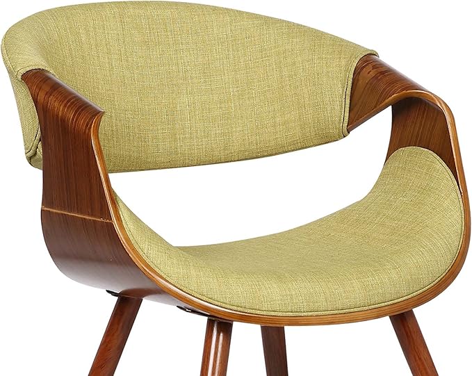 Armen Living Butterfly Mid-Century Dining Chair in Walnut Finish and Green Fabric - Set of 2