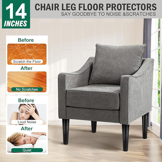 FoDau770 Black Rubber Wood Furniture Legs 14 Inches, Straight Tapered Wood Feet Mid Century Sofa Legs Set of 4, 5/16" UNC Furniture Feet for Cabinet Couch Dresser Chair Ottoman Table