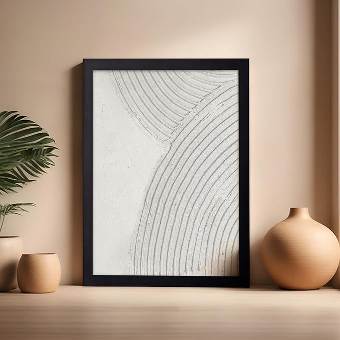 Poster Master Soft Lines Poster - Spiral Circle Print - Texture Art - Abstract Art - Mid Century Modern Art - Aesthetic Art - Acrylic Waves Art - Rustic Bedroom Wall Decor - 16x20 Black Framed