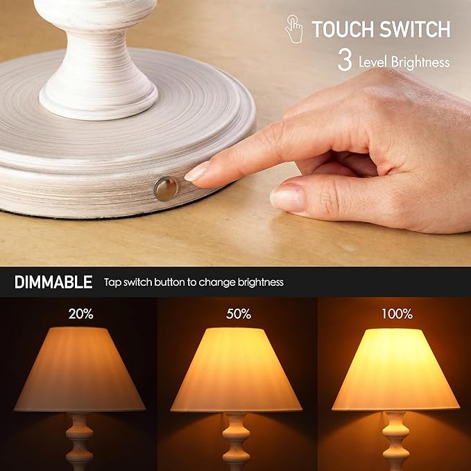 O'Bright Ember Rechargeable Table Lamp (Whitewashed_Baluster)