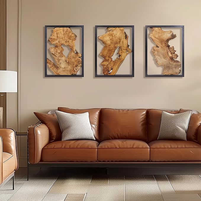 Modern Wood Wall Decor- Natural wood Handcrafted Rustic Charm for Your Home - Perfect for Living Room, Bedroom,Kitchen,or Office
