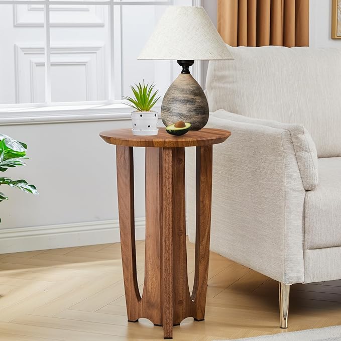 Round End Table Set of 2,Mid Century Modern Side Table with Curved Legs,Small End Tables for Living Room, Bedroom