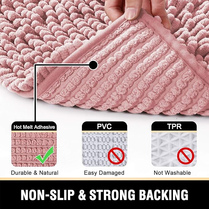 H.VERSAILTEX Bathroom Rugs Bath Mat Bath Rugs Bath Mats for Bathroom Non Slip Extra Thick Buncy Soft Chenille Bath Rug Fulffy Shag, Indoor Rug Carpet for Entry Living Room (Coral Pink, 20" x 32")