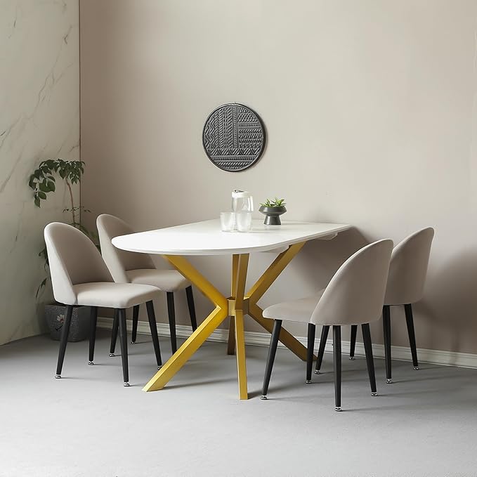 Modern Table Base Gold 29" Metal Dining Table Legs with Suction Cups, Desk Base for Marble,Glass,Wood Top, Furniture Legs for Coffee Table, Home,Kitchen, Office (Gold)