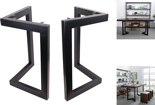 34" L-Shaped Black Steel Table Legs, Set of 2, 34" H x 23.5" W x 1/16" T, Up to 330 Lbs Weight Capacity, Perfect for Dining, Office, Kitchen Tables