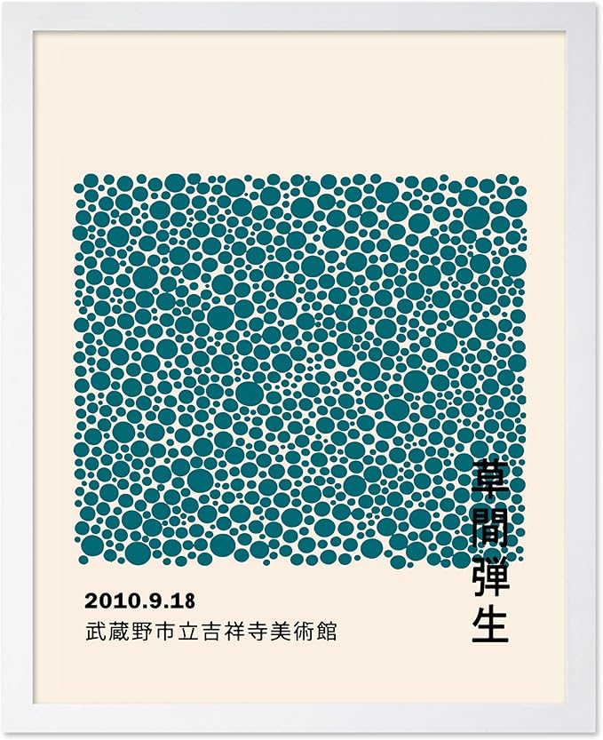 Poster Master Vintage Poster - Retro Pop Art Print - Gift for Artist, Friend - Infinity Dots, Japanese, Polka, Modern, Abstract - Wall Decor for Home, Office, 8x10 White Framed