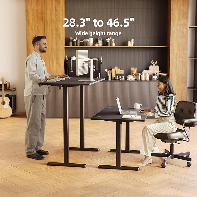 Claiks Electric Standing Desk, Adjustable Height Stand up Desk, 48x24 Inches Sit Stand Home Office Desk with Splice Board, Black Frame/Deep Black Top
