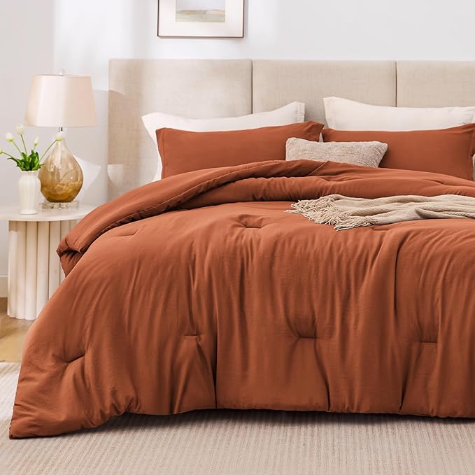 Love's cabin Terracotta Twin/Twin XL Comforter Set, 2-Piece Prewashed Bed Set with 1 Comforter (66 x 90 in) & 1 Pillowcase, Lightweight & Breathable for All Seasons | Soft