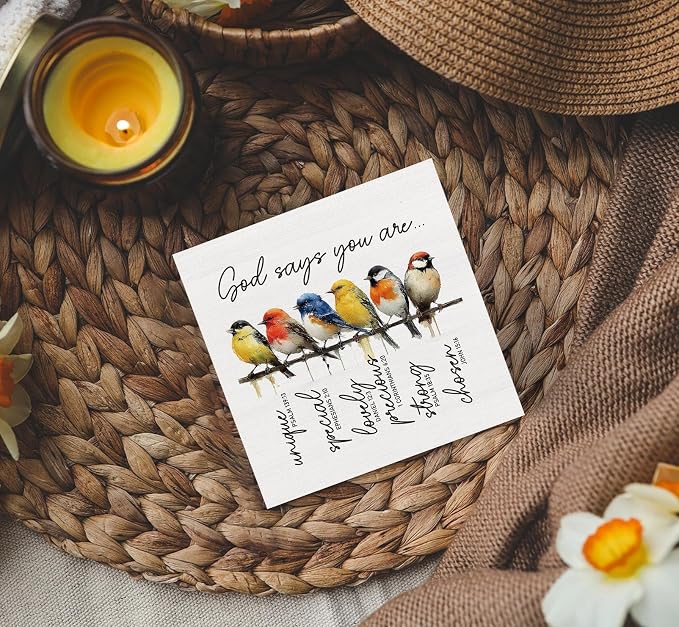 Christian Inspirational God Says You Are Sign - Bible Verse Religious Bird Shelf Desk Decor, Inspirational Bird Wooden Box Sign, Christian God Says You Are Gifts for Women Decorative Signs & Plaques