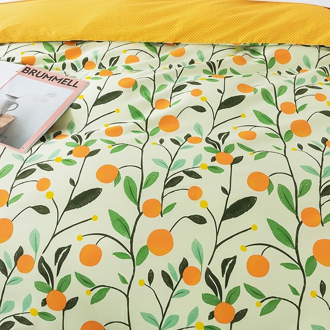 HoneiLife Floral Duvet Cover King - 100% Cotton Comforter Cover, Botanical Bedding Duvet Cover Sets with Zipper Closure & Corner Ties, 3-PC Wildflower Comforter Cover Sets, Fruit