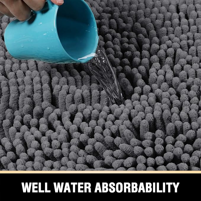 H.VERSAILTEX Bathroom Rugs Bath Mats Non Slip Luxury Chenille Bathroom Rug Mat 24x36 Extra Soft and Absorbent Rugs Washable Dry Fast Plush Area Carpet Mats for Bath Room, Tub - Grey