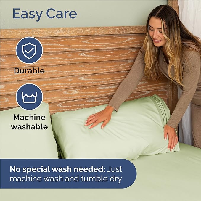 Full Size 4 Piece Sheet Set - Comfy Breathable & Cooling Sheets - Hotel Luxury Bed Sheets for Women & Men - Deep Pockets, Easy-Fit, Soft & Wrinkle Free Sheets - Light Sage Green Oeko-Tex Bed Sheet Set