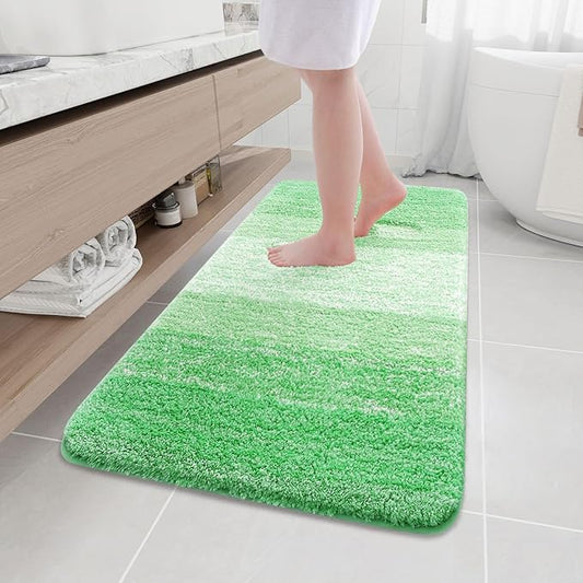 Arotive Microfiber Bathroom Rugs, Shaggy Soft and Absorbent Bath Rug, Non-Slip, Thick Plush Machine Washable Dry Bath Mats for Bathroom, Tub and Shower, 47x24, Green, Rectangular