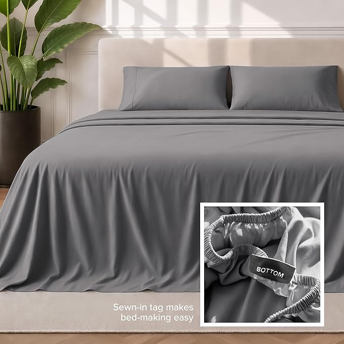Bare Home Twin Sheet Set - 1800 Ultra-Soft Microfiber Twin Bed Sheets - Double Brushed - Deep Pockets - Easy Fit - 3 Piece Set - Bedding Sheets & Pillowcases (Twin, Grey)