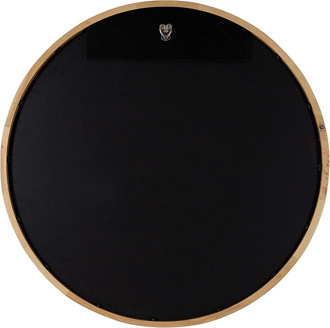 Kate and Laurel McLean Mid-Century Wood Framed Wall Mirror, 24 inch Diameter, Natural, Decorative Modern Round Mirror