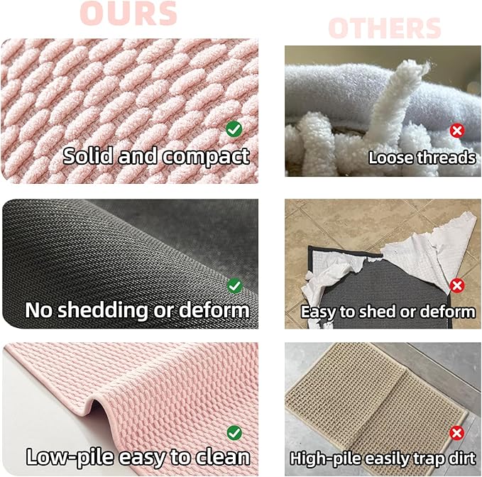 Large Bathroom Rugs Non Slip Washable Bath Rugs Super Absorbent Bathroom Rug Thin Quick Dry Low Pile Bath Mats, Pink 36"x48"