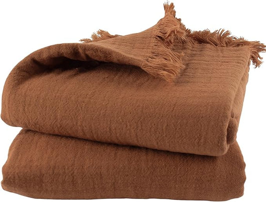PÜSKÜL - Premium 2-Piece Oversized Muslin Bath Towel for Adult 35x70 Extra Large Bath Sheets | Natural 100% Turkish Cotton Soft Absorbent Quick-Dry Light Spa & Beach Towels (Pack of 2, Rust Brown)
