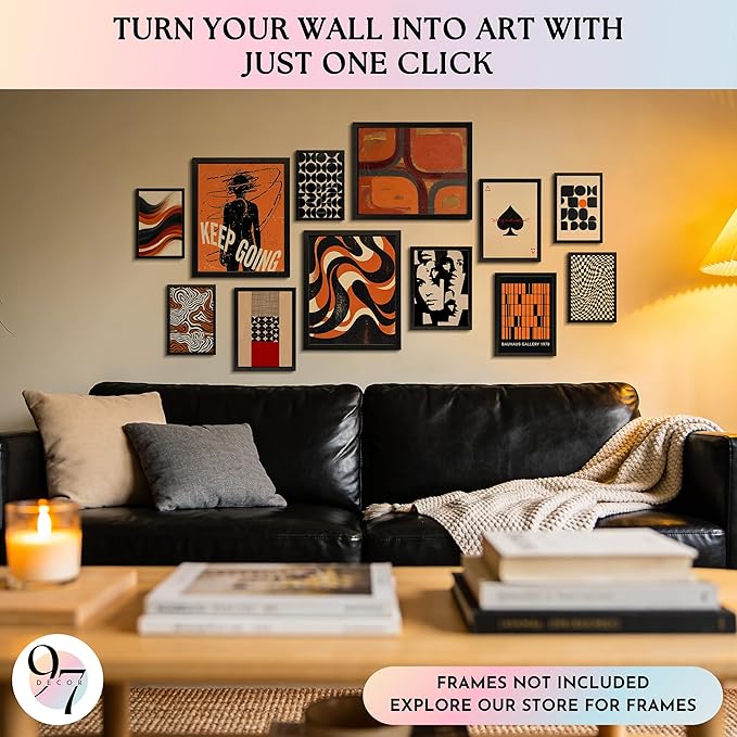 97 Decor Modern Retro Wall Decor - Mid Century Modern Wall Art, Cool 70s Posters For Room Aesthetic, Vintage Eclectic Prints Abstract Artwork For Home, Bedroom, Dorm Decorations (Unframed)