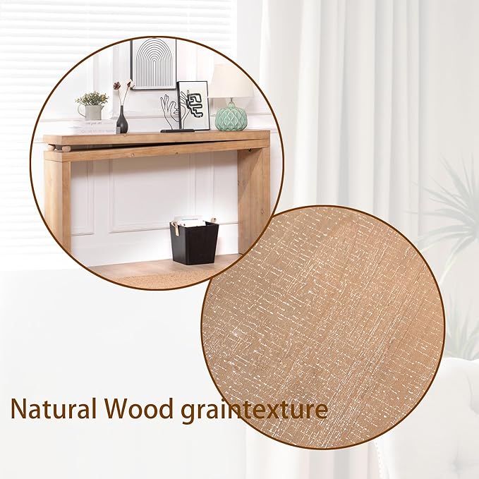 Wood Console Table, 52.6" Retro Narrow Long Sofa Table Behind Couch with Bead Detail and Engineered Wood Finish for Hallway Entryway Living Room Entrance, Natural