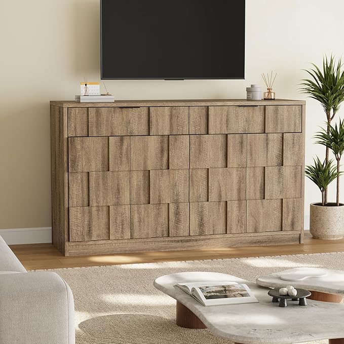 ONBRILL 61" Sideboard Buffet Cabinet with Storage, Large Coffee Bar Cainet with Doors and Drawers, Wood Credenza Console Cabinet Buffet Table for Kitchen Living Room Entryway (Washed Grey)