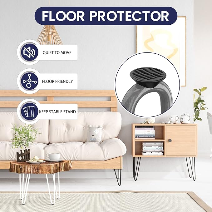 SMARTSTANDARD 6 Inch Heavy Duty Hairpin Furniture Legs, Metal Home DIY Projects for TV Stand, Sofa, Cabinet, etc with Rubber Floor Protectors Grey 4PCS