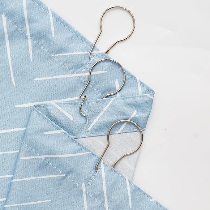 jinchan Blue Shower Curtain with White Herringbone Striped Zig Zag Chevron Waterproof Fabric Modern Farmhouse Shower Curtains for Bathroom with 12 Hooks 70x72 Inches