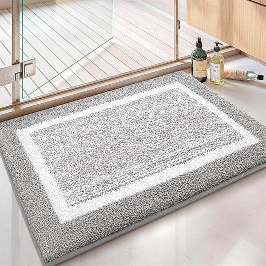 Color&Geometry Simple and Stylish Large Bath Mats for Bathroom Non Slip, 20"x32" Light Grey Bathroom Rugs, Absorbent, Soft, Washable, Microfiber Shower Mat
