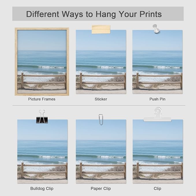 SIGNWIN Poster Bathroom Decor 11"x14"x 4, Wall Art Room Decor Multicolor for Living Room, Bedroom, Office White Aerial View Blue Ocean Wave Beach Shore Nature Wilderness Realism Decorative Landscape