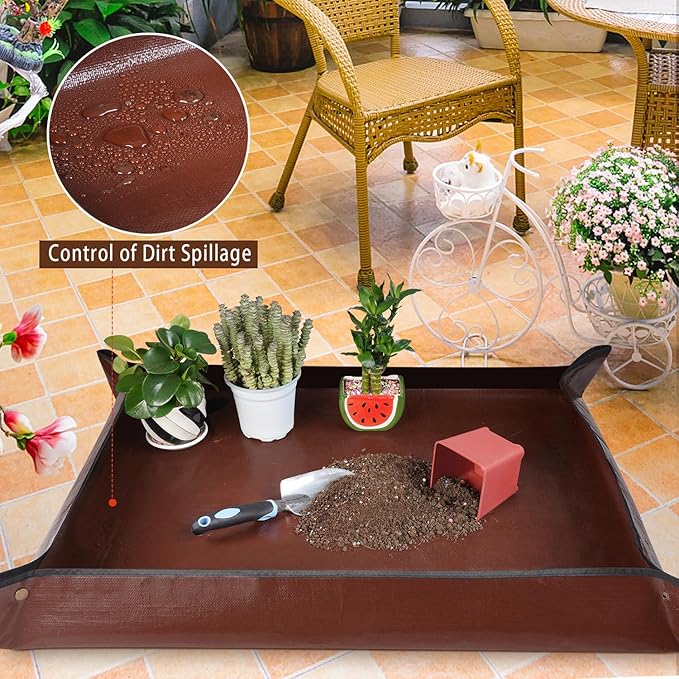 39.5"x 39.5" Extra Large Potting Mat for Indoor Plants Transplanting and Potting Soil Control-Gardening Gifts for Plant Lovers