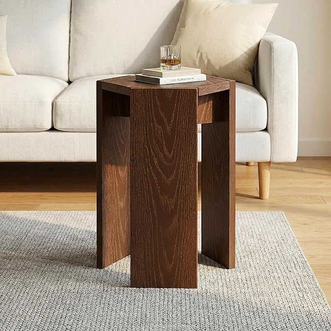 Single Solid Wood Nesting Coffee Table, Modern Modular End Table with Multiple Layouts, for Living Room Layout - Walnut Color - 12.2" L x 12.2" W x 16.7" H